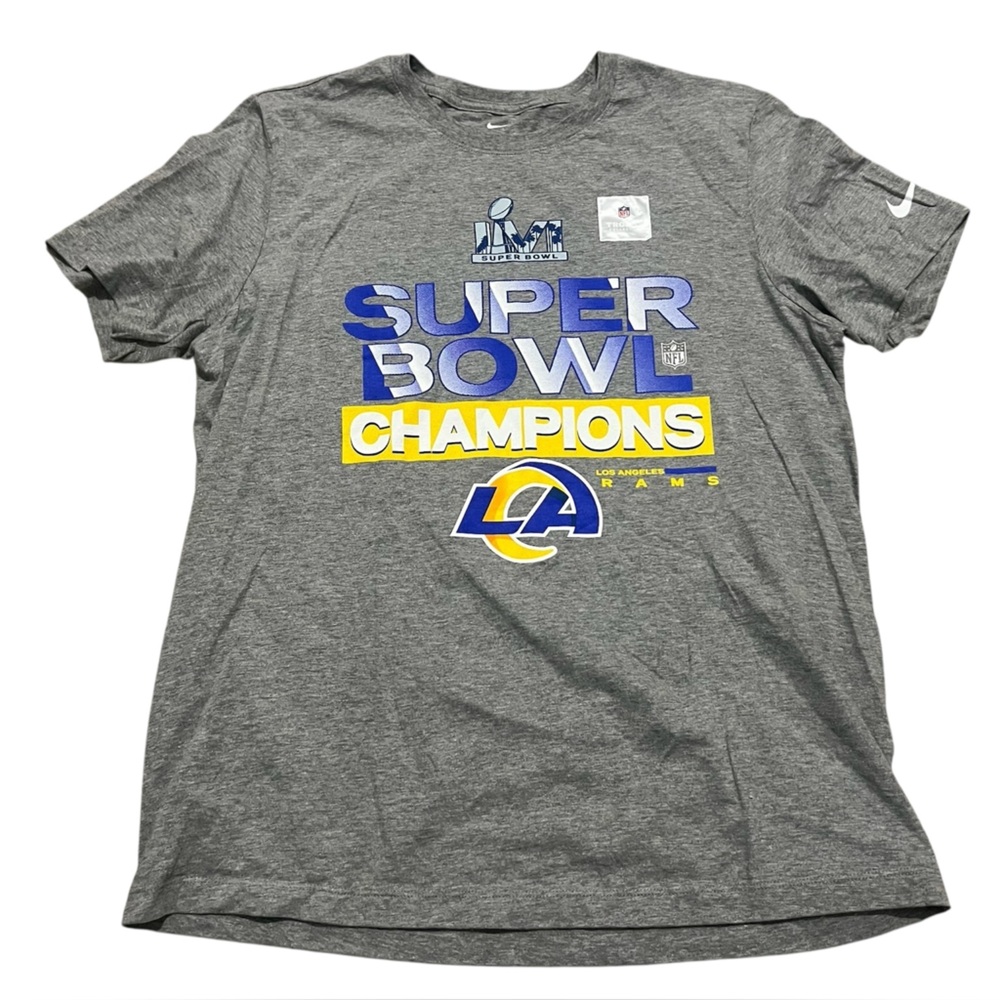 Nike Super Bowl LVI Champions NFL Los Angeles Rams men’s gray‎ shirt size large